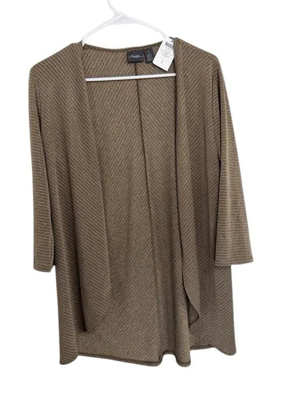Travelers by Chico's Shimmer Stripe Open Front Jacket Cardigan